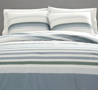 Juego de funda nórdica doble gris Nautica Lasier + 1 farsa - algodón a rayas gris blanco Foto 1 de 4