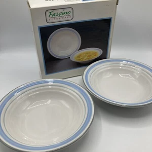 Fascino Stoneware Soup Plate Cereal Bowl 2 Pc Yamaka Japan NIB