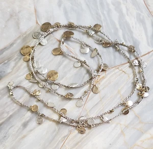 Stella & Dot Sculptural Garden Silver/Gold Tone Hammered Discs & Arrows Necklace - Picture 1 of 7