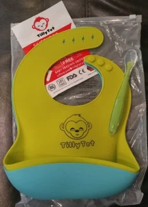 NEW ! Tilly Tot Silicone Baby Bibs And Spoon Set - Picture 1 of 2