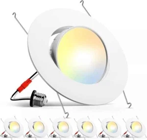 Amico 5/6 Inch Retrofit Eyeball Gimbal Can Lights 6 Pack, 5CCT LED - Picture 1 of 4