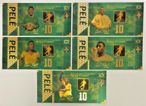 5 note set Pele The King of Football Gold Foil Collectible FIFA World Cup Brazil