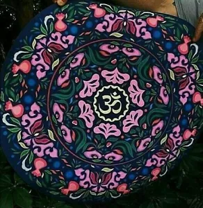 Meditation Mat Round Om Symbol NON SLIP 59.5cm 4mm thick Relax & Breathe - Picture 1 of 3