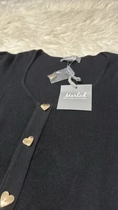 Neu mit Etikett marled einfarbig schwarz goldenes Herz Knopf Damen-Cardigan/Pullover in klein - Bild 1 von 8