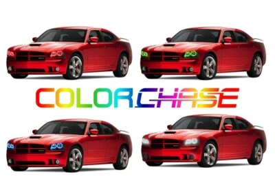 Color Chasing LED Headlight Flow Halo kit for Dodge Charger 05-10 - Image 1 of 4
