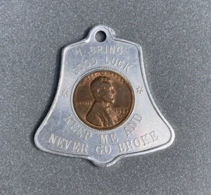 Vintage souvenir Never Go Broke 1959 good luck penny in bell shape Washington DC - Picture 1 of 3