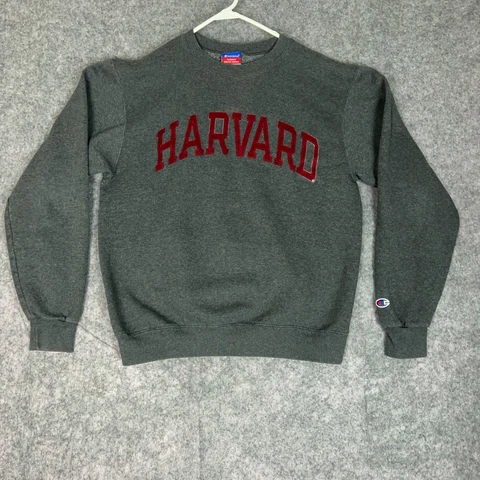 Harvard Crimson Mens Sweatshirt Medium Gray Red Champion Ivy League NCAA Sweater Cover