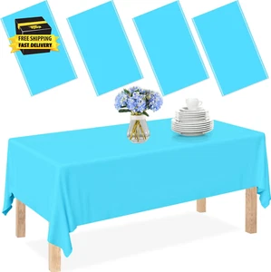 4 Packs Blue Tablecloth,54 X 108 Inch Party Table Cloths Disposable Rectangle Ta - Picture 1 of 7