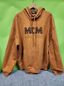 MCM Worldwide Logo Hoodie Hood Sweatshirt Mens XXL BROWN - Picture 1 of 9