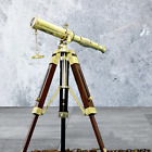 Vintage Wooden Tripod Handmade Pirate Brass Telescope with Stand- 10'' Tabletop
