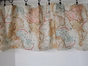Valance Maps Muted Colors Window Treatment Handmade Classroom Nursery Bedroom - Picture 1 of 6