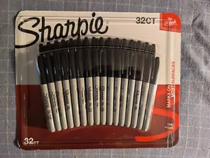 SHARPIE Permanent Markers Fine Point 32 Count Black - Picture 1 of 2