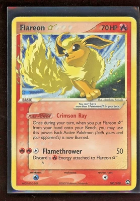 2007 Pokemon GOLD STAR EX Power Keepers SHINY Flareon Holo Foil Rare 100/108 - Image 1 of 2