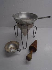 Vintage WEAR-EVER No. 8 ALUMINUM CANNING CONE COLANDER W/ PESTLE, FUNNEL CUP - Picture 1 of 16