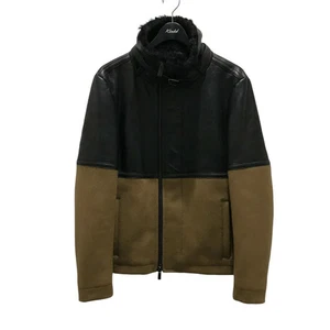 FENDI leather switching high neck jacket Black Beige Size: - Picture 1 of 8