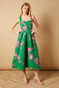 Oasis Green Midi Dress Womens Occasion Dresses - Picture 1 of 5