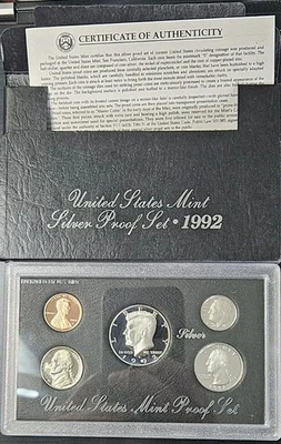 1992 Silver Proof Set, Full Set, With Box And COA - Image 1 of 4