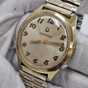 Vintage 1973 N3 Accutron Tuning Fork 2180 Mens Wrist Watch USA 10KT Gold Plate - Picture 1 of 11