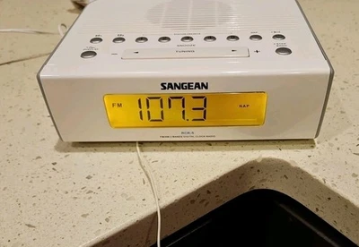 Sangean RCR-5 Clock Radio White With OEM Power Great Condition  - Image 1 of 4