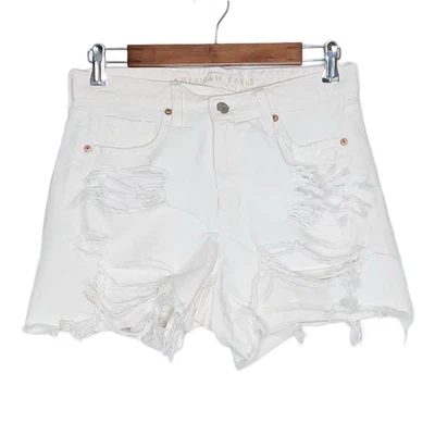 Pantalones cortos holgados de tiro alto American Eagle para mujer talla 6 blanco sólido desgastado Foto 1 de 4