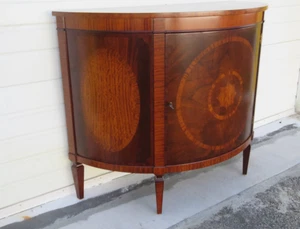 Baker Demi Lune Inlaid Flame Mahogany Server Buffet Bathroom Vanity 5605 - Picture 1 of 24