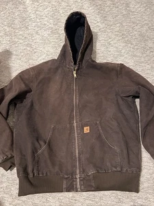 Vintage Y2K Carhartt Canvas Jacke Herren XL Tall Dunkelbraun Kapuze Mantel J130 DKB - Bild 1 von 9
