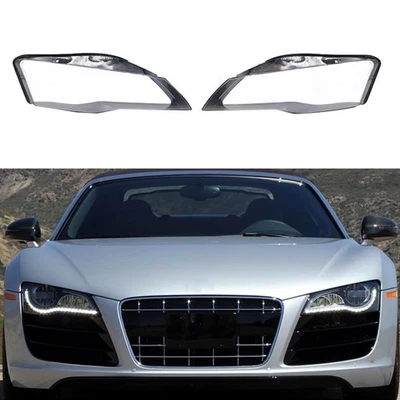 Pair For Audi R8 2008-2015  Headlight Lens Cover Lampshade Shell Sealant Glue  - Image 1 of 4