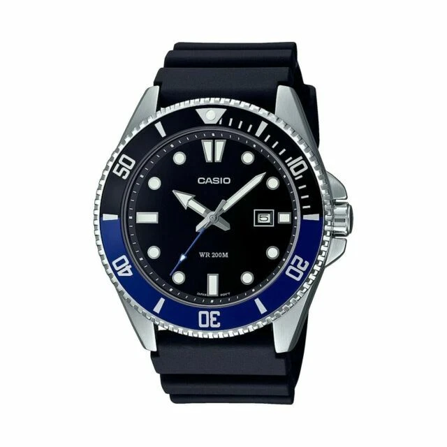 Casio Collection 44mm Caja Acero Inoxidable, Correa Resina Negra, Reloj para Hombre (MDV-107-1A2VEF)