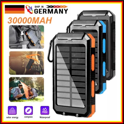 Solar Power Bank 30000mAh Tragbar Externer Batterie Ladegerät Für Handy DHL - Bild 1 von 4