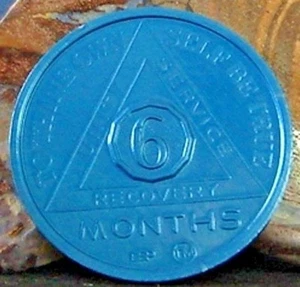 Alcoholics Anonymous AA 6 Month Aluminum Medallion Coin Chip Token Sober - Picture 1 of 4