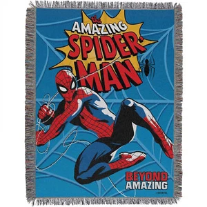 Spider-Man Flying Webs 48" x 60" Woven Tapestry Throw w/ Tassels Blue - Picture 1 of 1