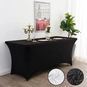 4ft 6ft 8ft Stretch Tablecloths Spandex Table Cover Wedding Party Banquet Cloth - Picture 1 of 22