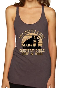Top sin mangas City Girls deslizante y deslizante campo niñas agarre y paseo triple mezcla Racerback - Imagen 1 de 16