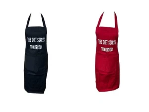 Adults Apron Novelty - Diet Starts Tomorrow 2 Colours Funny Chef Bib Pinny - Picture 1 of 5