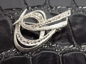 Vintage Jugendstil Charm Damen Brosche Silber 835er Silber Markasiten Steine - Picture 1 of 10