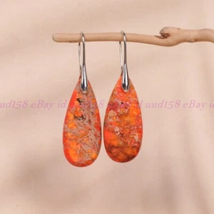 Natural Imperial Jasper Stone Teardrop Dangle Earrings Gemstone Drop Earrings - Picture 1 of 12