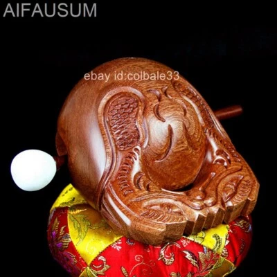 3.5"-14" AIFAUSUM Red sandalwood Wooden Fish Muyu Carved Temple Block Zen Drum - Image 1 of 4