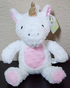 Juguete de peluche Spark Create Imagine 12" blanco rosa unicornio bebé sonajero arrugado NUEVO - Imagen 1 de 8