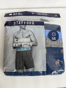 Paquete de 4 calzoncillos boxer Stafford para hombre 100 % algodón tejido gris marino surtido talla XL - Imagen 1 de 2