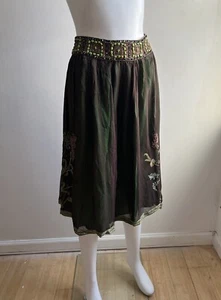 Gonna midi tulle cioccolato bianco marrone verde taglia M nuova con etichette - Foto 1 di 9