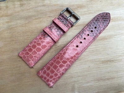 Pink Snake Leather Watch Strap Band, Size 16mm 18mm 20mm 21mm 22mm 24mm 26mm — 第 1/4 张图片