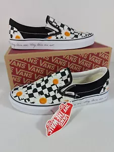 Vans Classic Slip On Donna 8,5 Uomo 6 Love Me Not Daisy True White Skate NUOVO - Foto 1 di 13