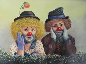 Little Hoboes Sue POETEETE 1996 Limited Ed print 60/200 Brother Sister Clowns - Picture 1 of 12