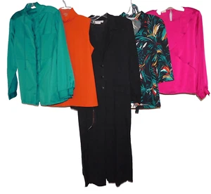 Vintage LOT Womens 60s 70s Green Pink Blouse Tops Dress Party Casual MOD 5 Pc - Picture 1 of 12