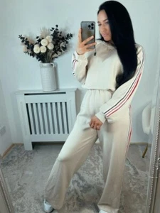 H.O.S Women's Long Sleeve Stipe Comfortable And Trendy Tracksuit Set - Picture 1 of 2