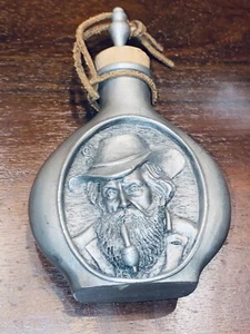 Antique German Pewter Flask Cork Germany Drink Powder Soldier 95% Zinn Guy Pipe - Picture 1 of 9