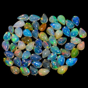 Natural Welo Fire Ethiopian Opal Pear Cabochon Gemstone 5 Ct. Lot 8X5 mm GO-7 - Picture 1 of 3