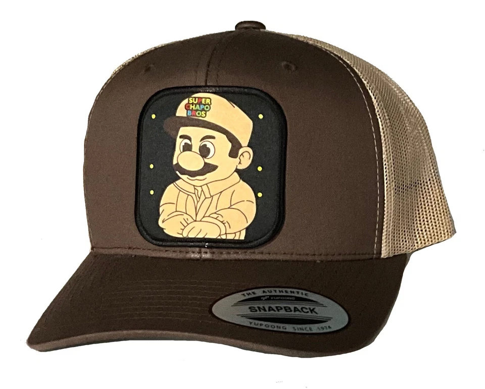 SOMBRERO SUPER CHAPO BROS EL CHAPO GUZMÁN MARRÓN CAQUI MALLA LOGO DE MÉXICO FEDERAL Foto 1 de 3