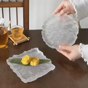 Exquisite Frosted Glass Plate Transparent Dessert Plate Cold Dishes Kitchen - Picture 1 of 16