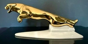 Jaguar Leaper Kühlerfigur Porzellan Gold Gerold-Tettau 23 cm Unikat - Bild 1 von 7